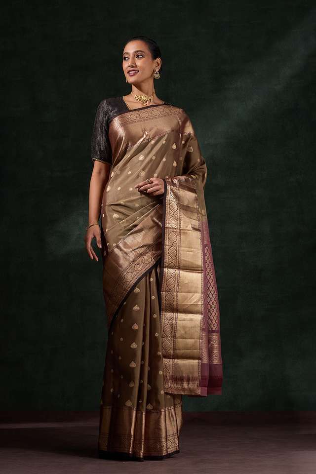 Light Green Woven Silk Viscose Saree thumbnail image number null