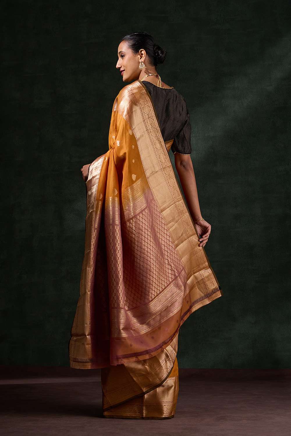 Dark Yellow Woven Silk Viscose Saree image number null