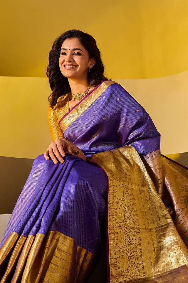 Blue Woven Silk Viscose Saree image number