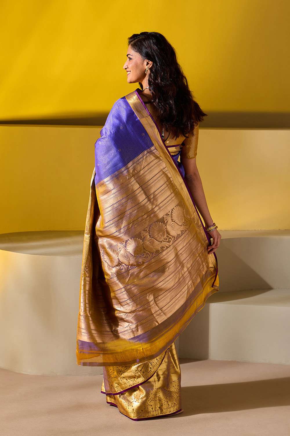 Blue Woven Silk Viscose Saree image number null