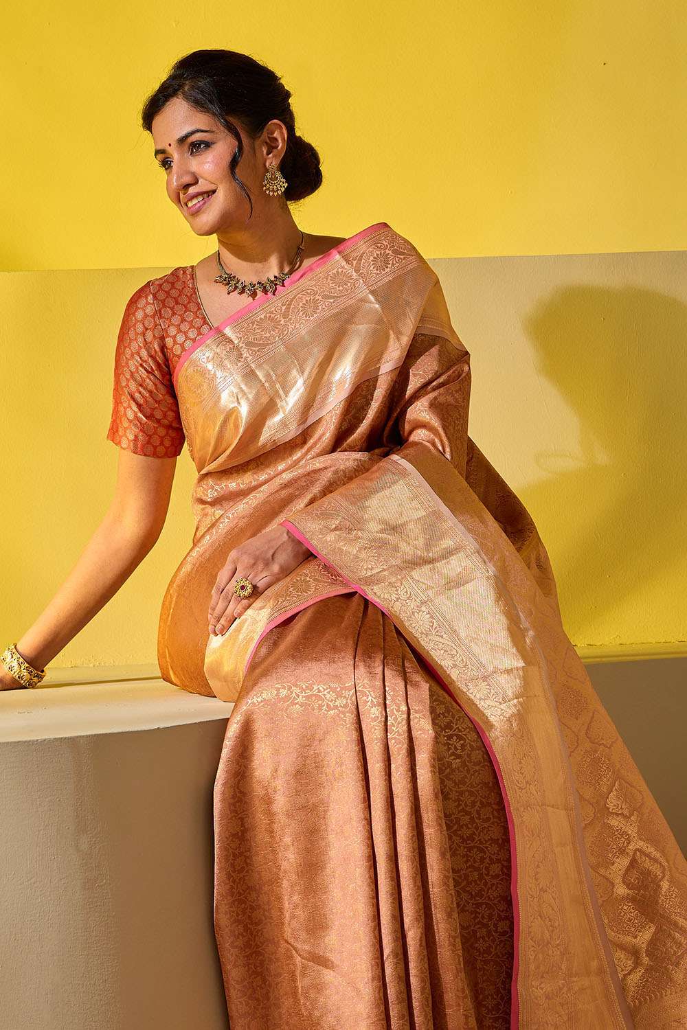 Brown Woven Silk Viscose Saree image number null