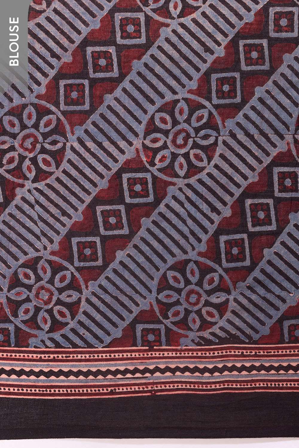 Black Gujarat Pure Cotton Ajrakh Saree image number null