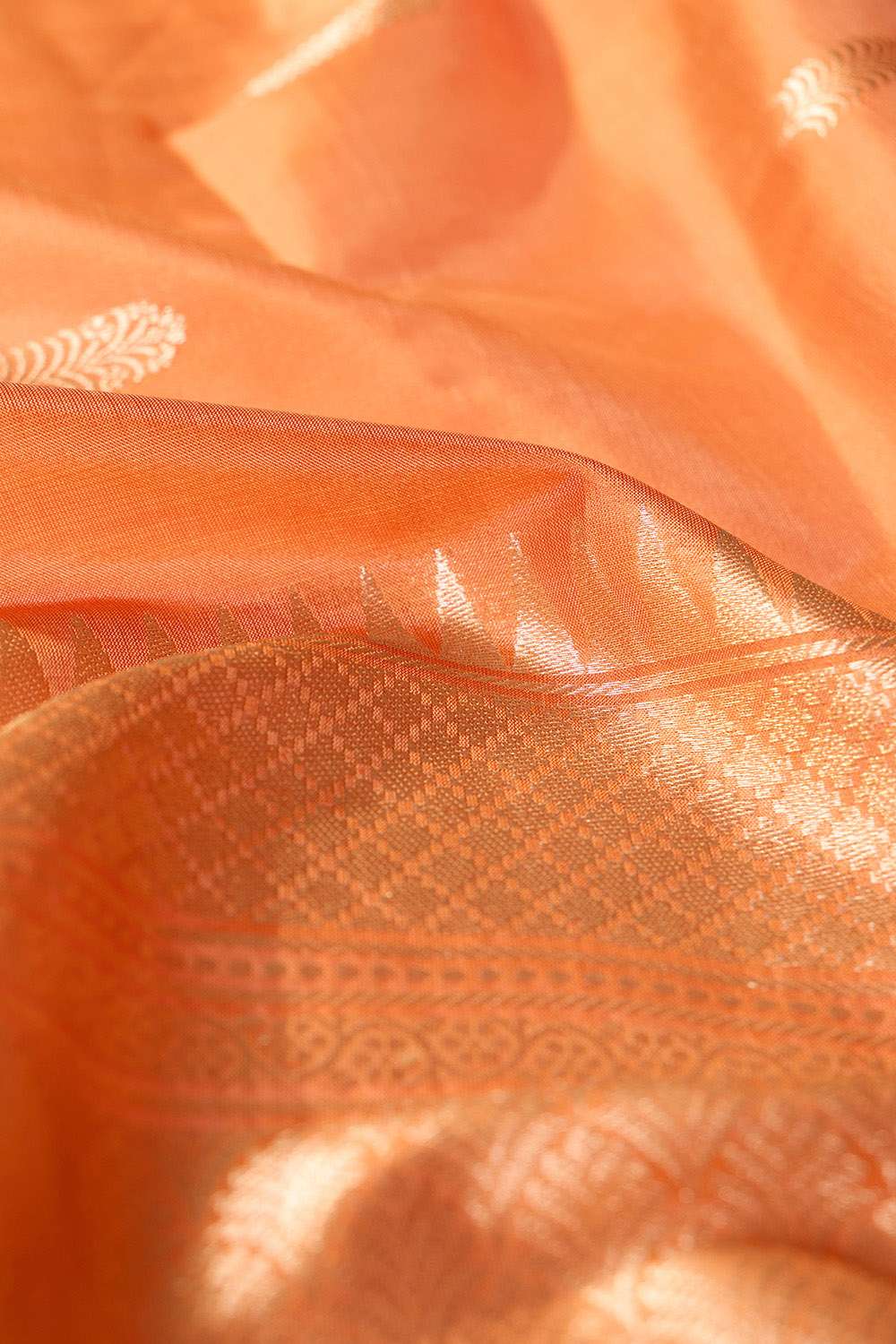 Orange Silk Viscose Kadwa Banarasi Saree image number null