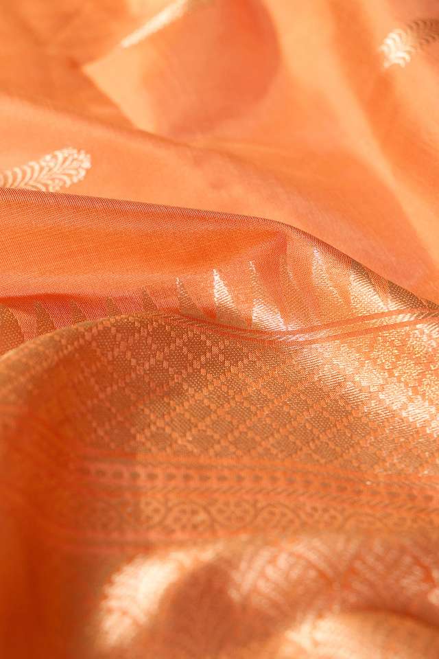 Orange Silk Viscose Kadwa Banarasi Saree thumbnail image number null