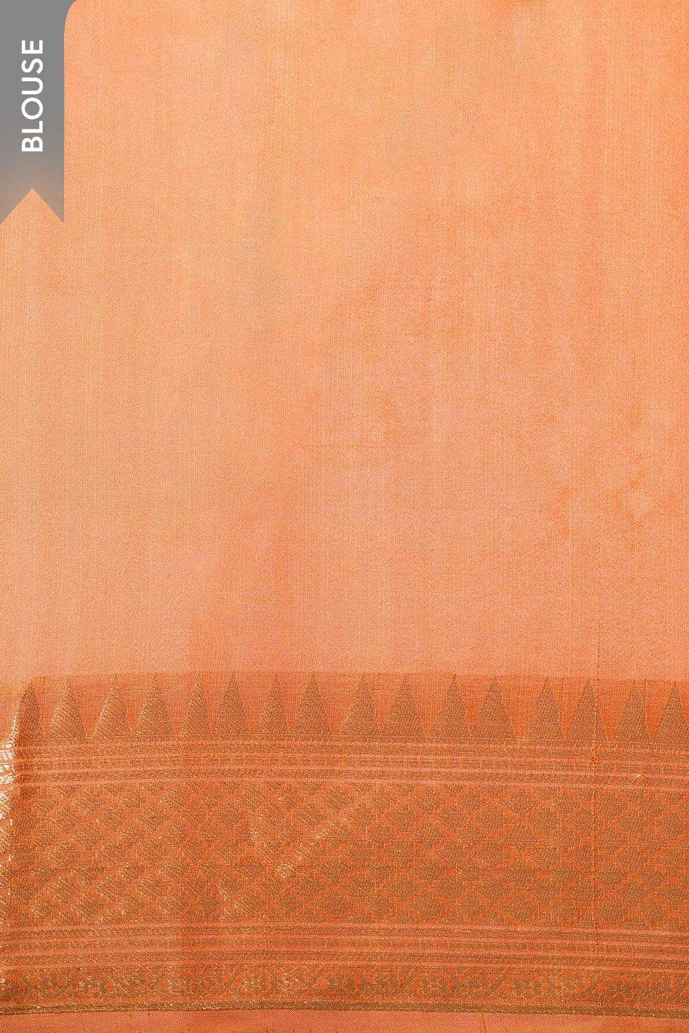 Orange Silk Viscose Kadwa Banarasi Saree image number null