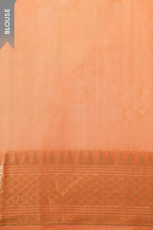 Orange Silk Viscose Kadwa Banarasi Saree thumbnail image number null