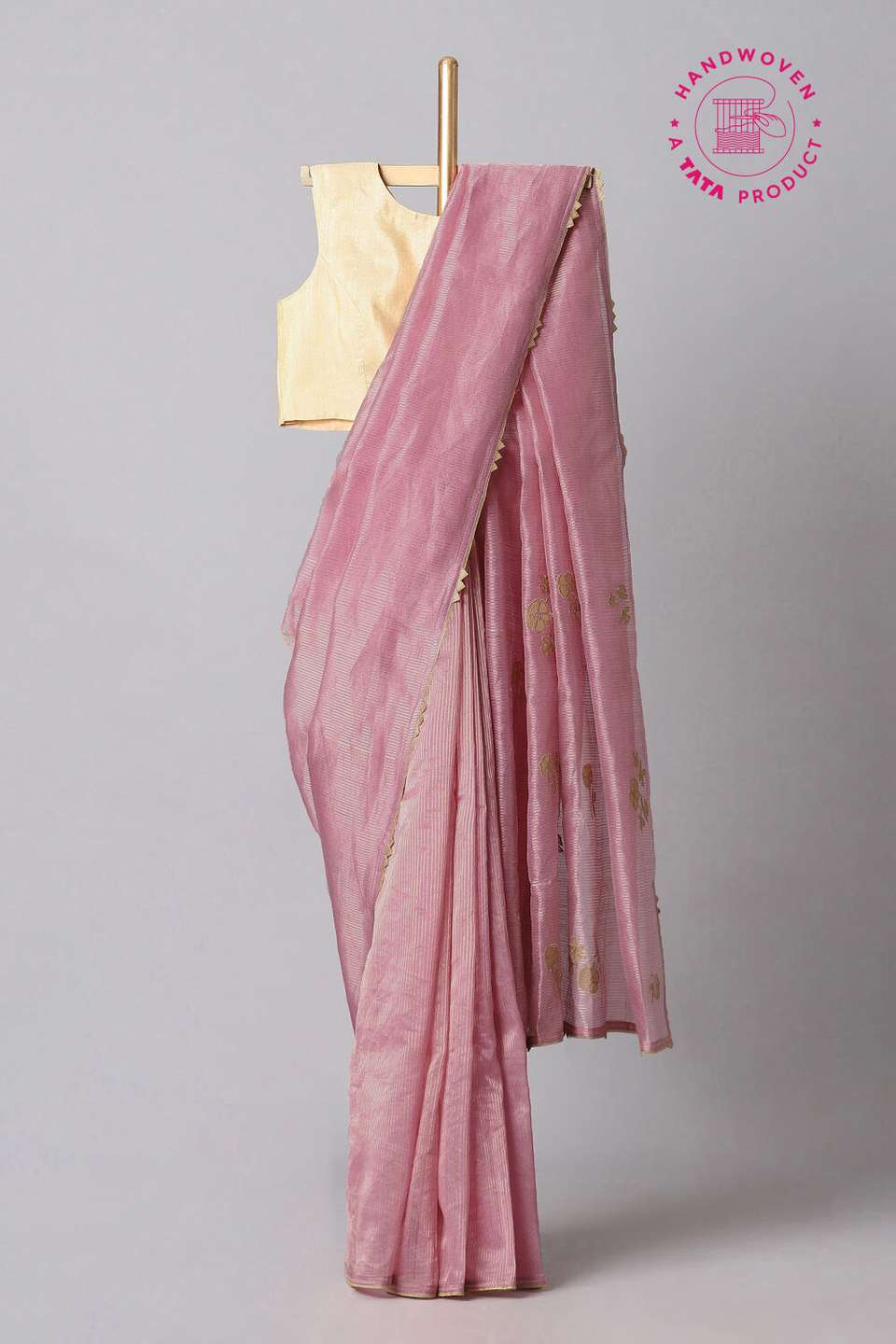 Light Pink Pure Silk Cotton Embroidered Saree
