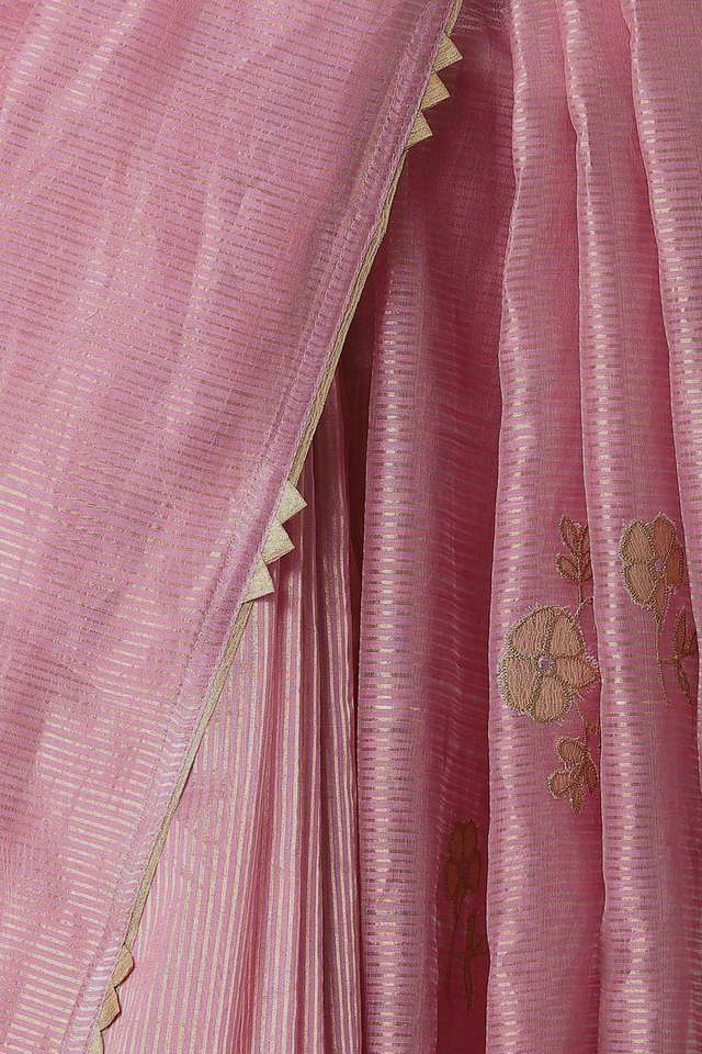 Light Pink Pure Silk Cotton Embroidered Saree thumbnail image number null