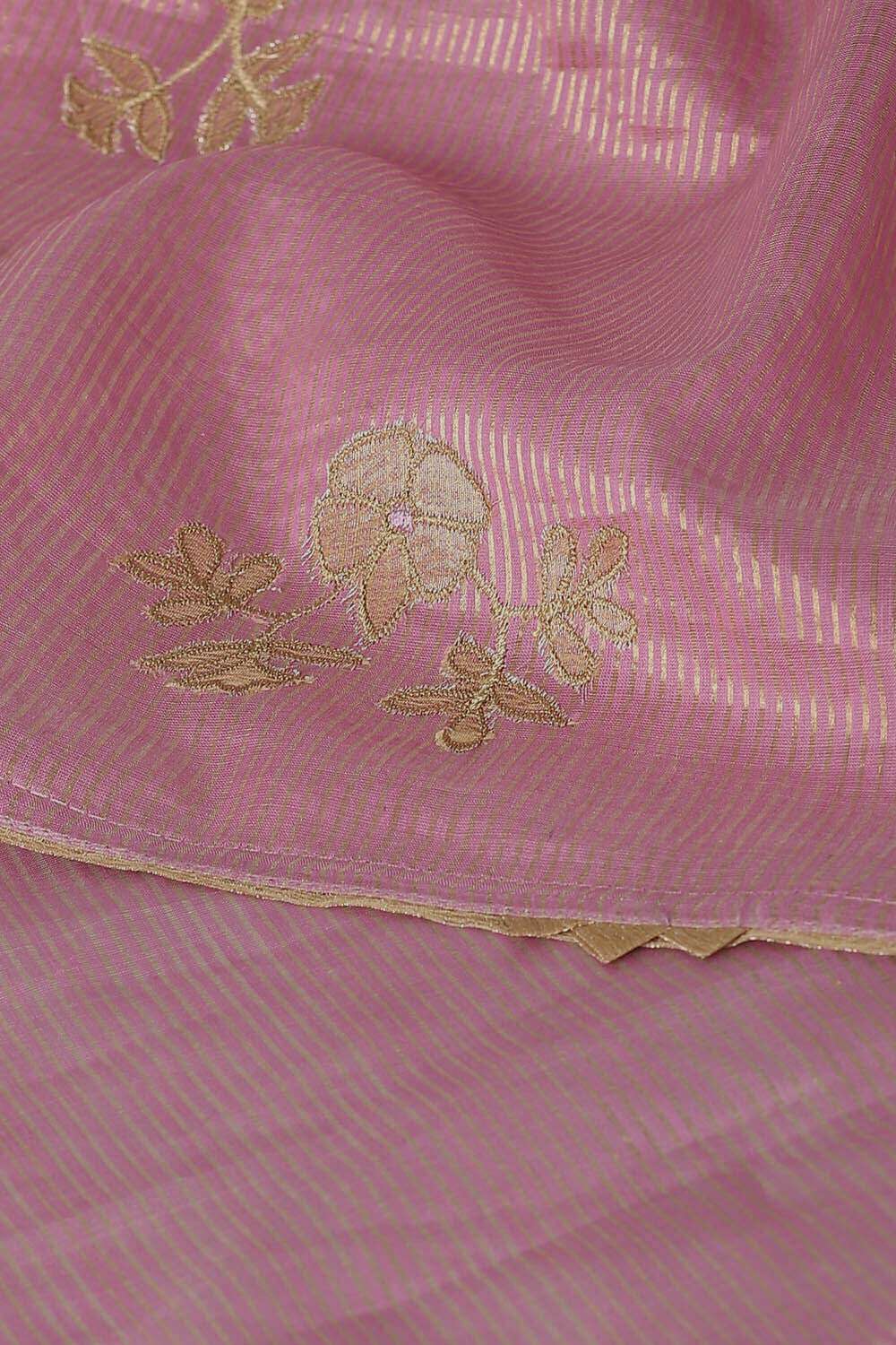 Light Pink Pure Silk Cotton Embroidered Saree image number null