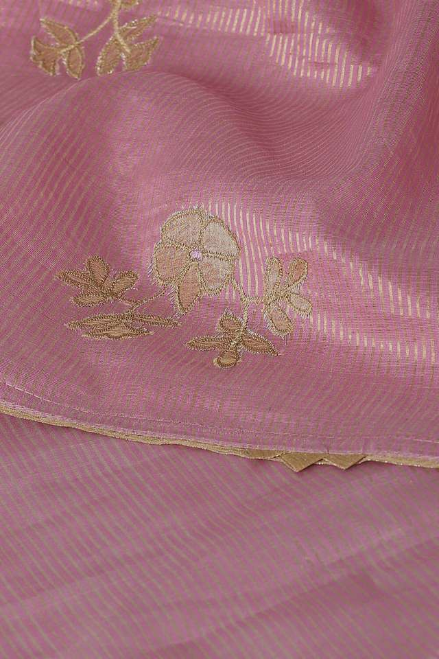Light Pink Pure Silk Cotton Embroidered Saree thumbnail image number null