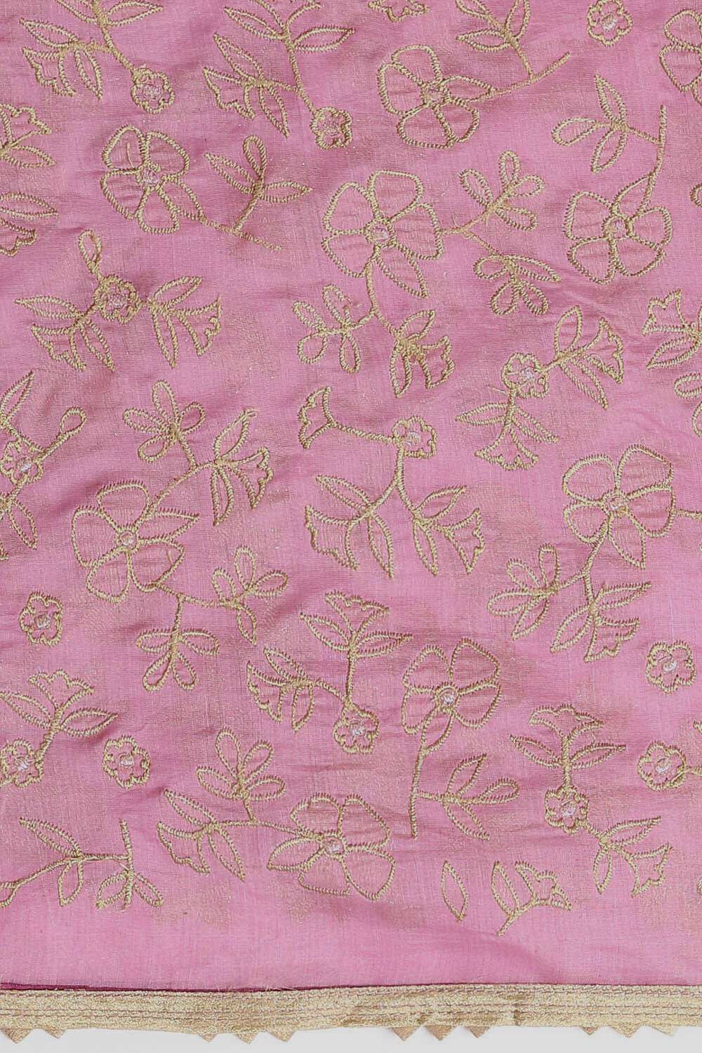 Light Pink Pure Silk Cotton Embroidered Saree image number null
