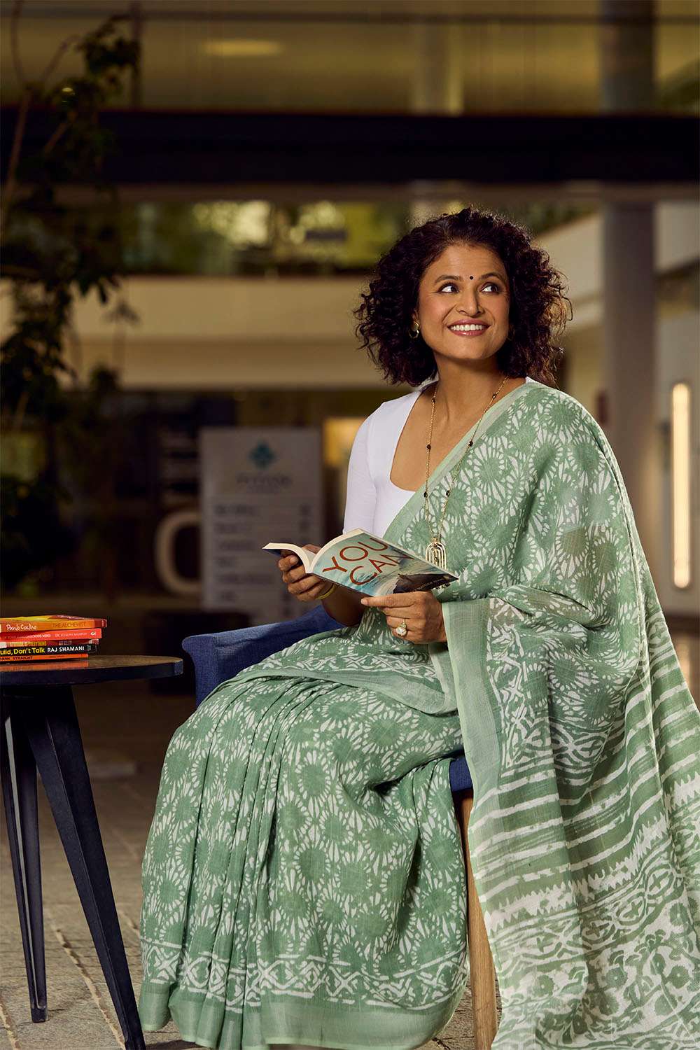 Light Green Rajasthan Cotton Viscose Dabu Block Printed Saree image number null