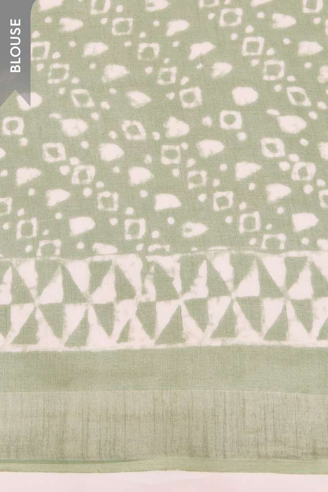 Light Green Rajasthan Cotton Viscose Dabu Block Printed Saree thumbnail image number null