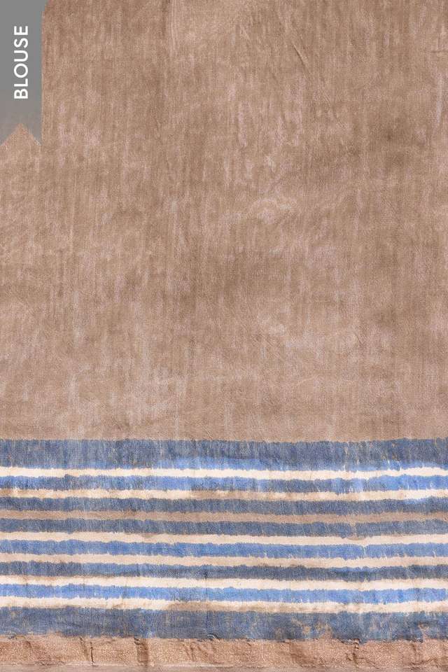 Grey Bagru Block Printed Pure Silk Cotton Bagru Saree thumbnail image number null