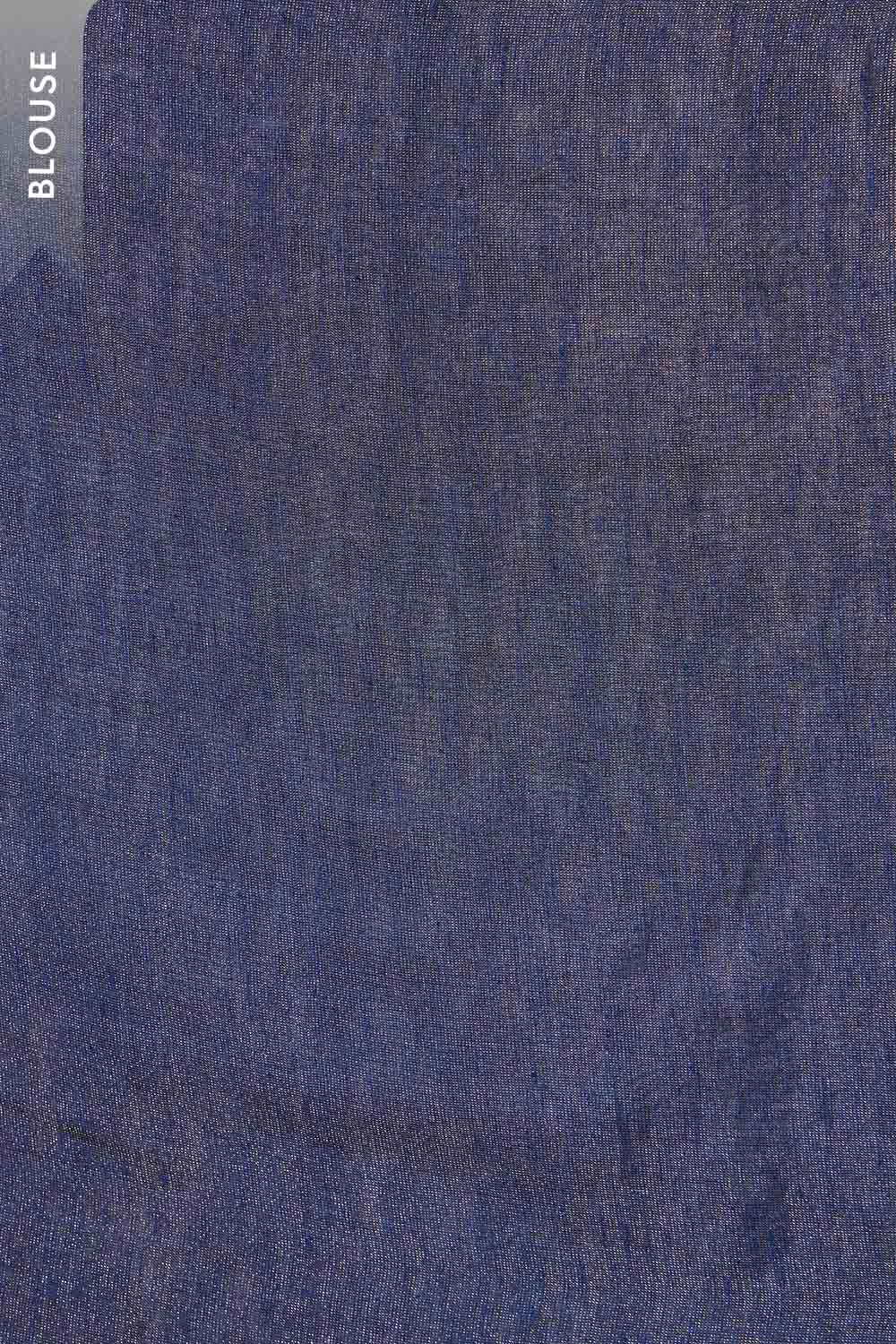 Dark Blue Tissue Linen Embroidered Saree image number null