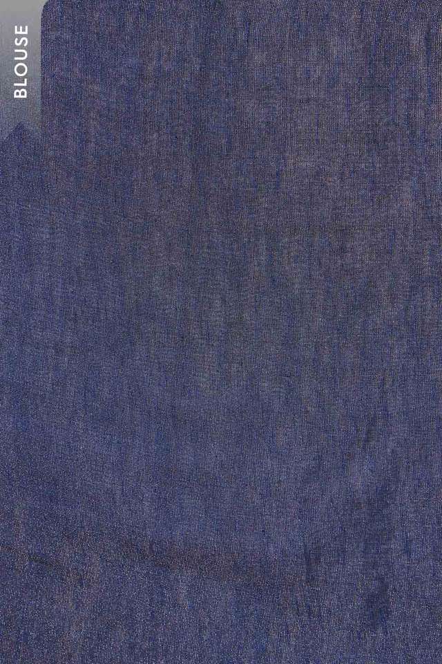 Dark Blue Tissue Linen Embroidered Saree thumbnail image number null