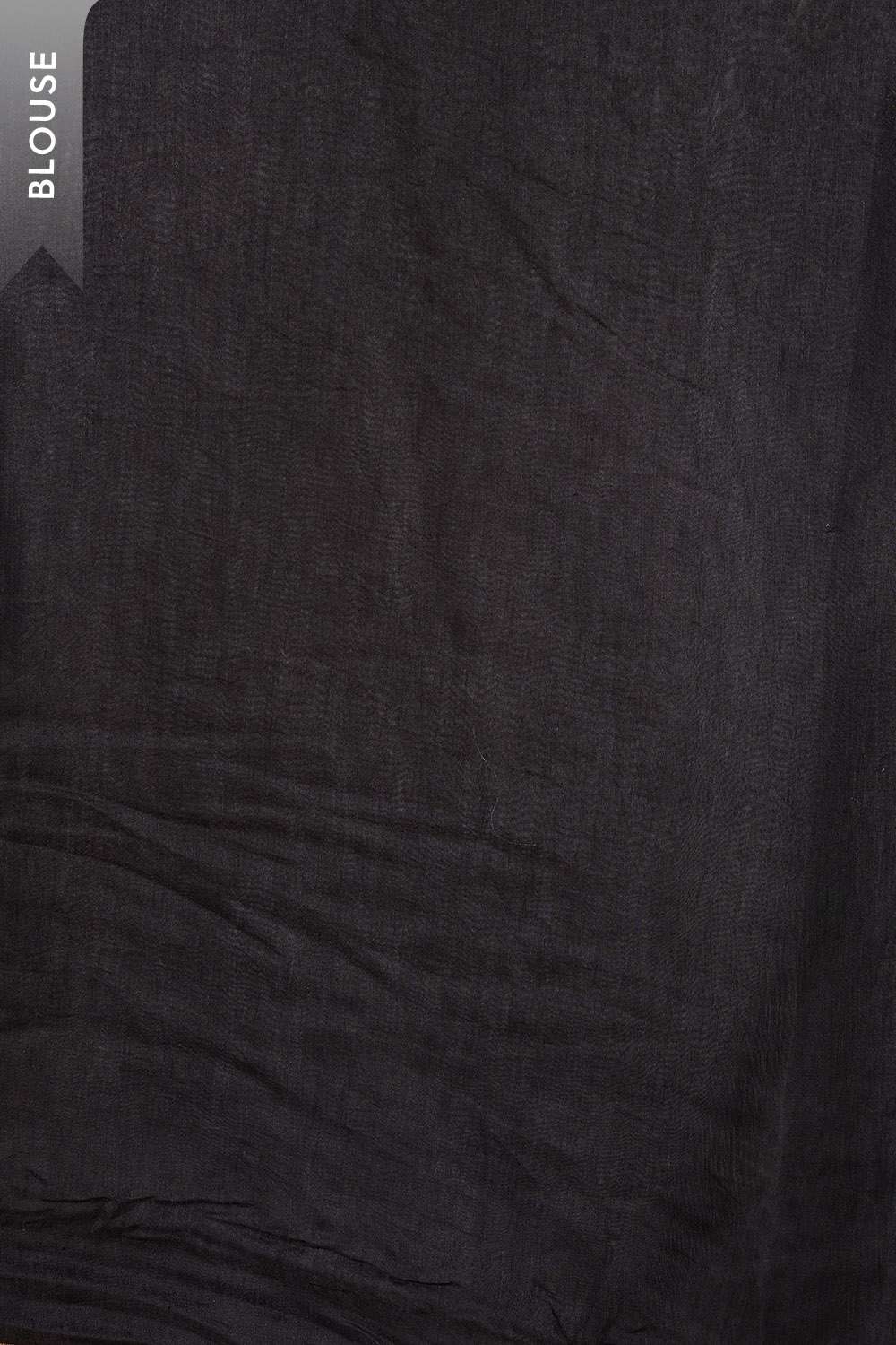 Black Pure Silk Linen Embroidered Saree image number null