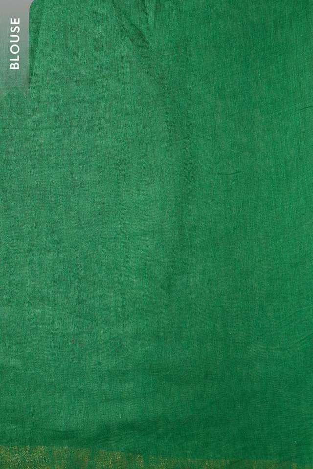 Green Pure Silk Linen Embroidered Saree thumbnail image number null