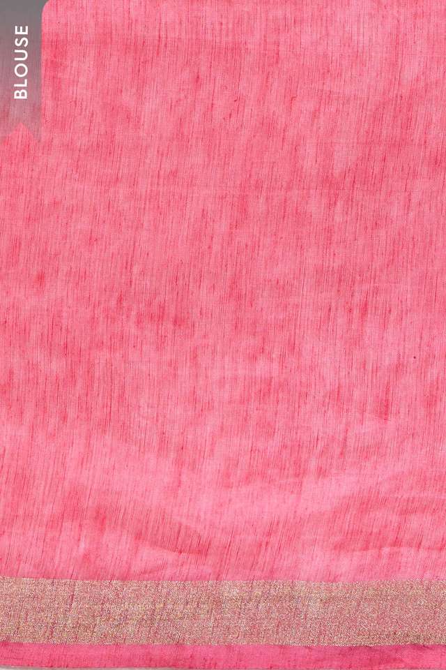 Pink Pure Silk Linen Embroidered Saree thumbnail image number null