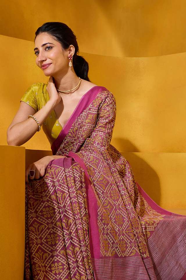 Pink Silk Modal Embroidered Saree image number