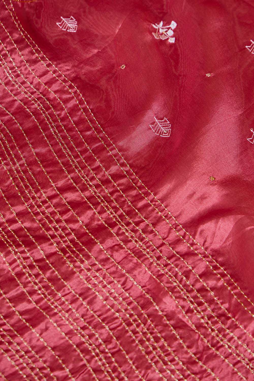Red Embroidered Silk Tencel Saree image number null