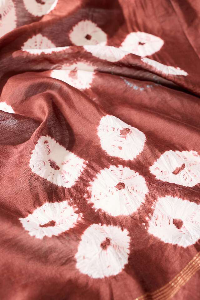Grey Tie & Dye Shibori Pure Silk Cotton Saree thumbnail image number null