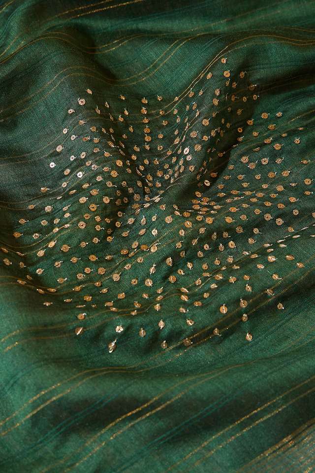 Dark Green Pure Silk Sequin Saree thumbnail image number null