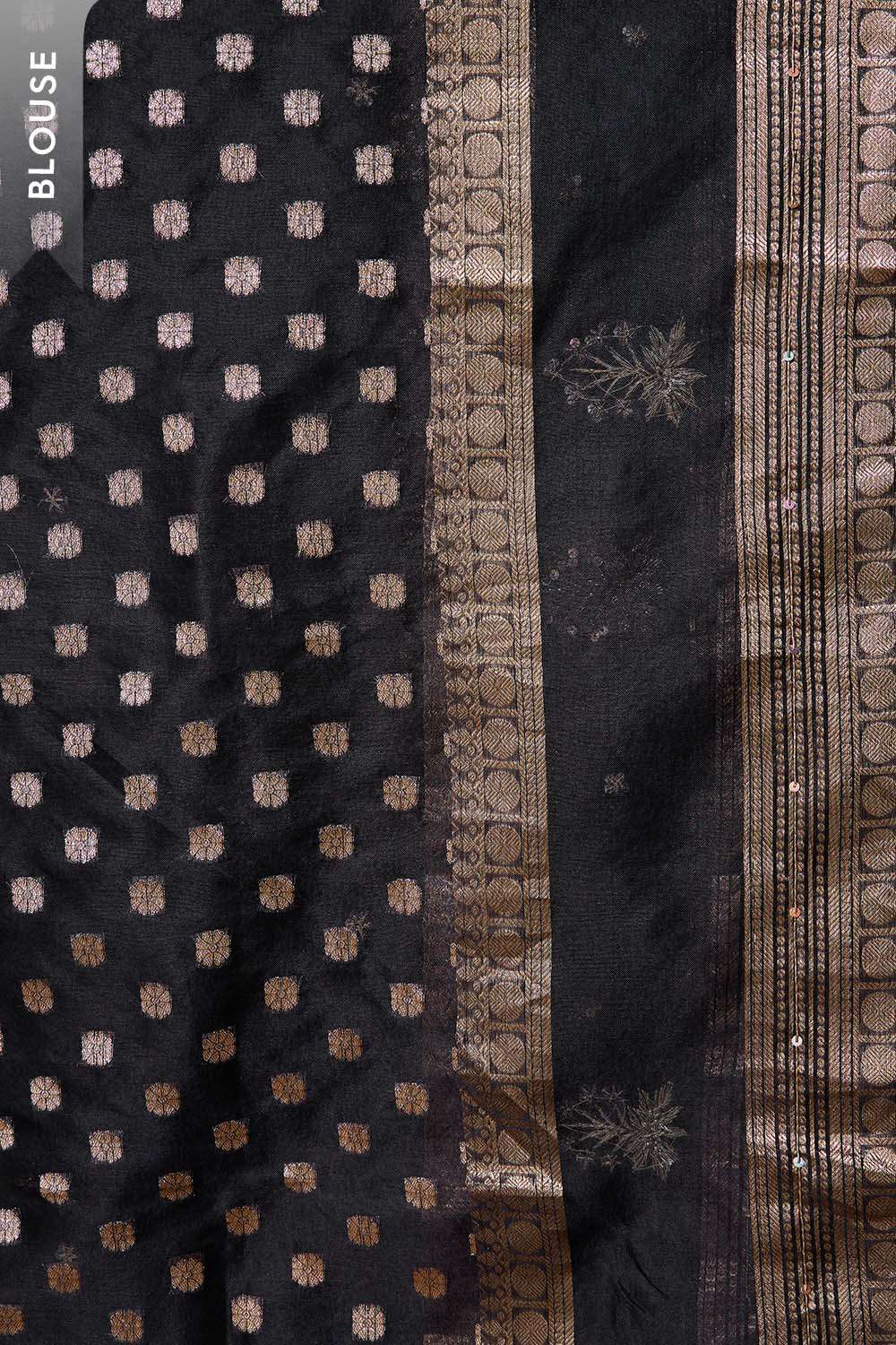 Black Pure Silk Organza Embroidered Saree image number null