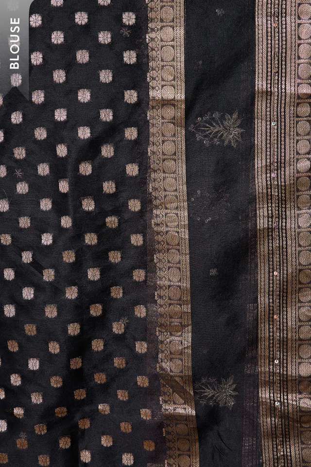 Black Pure Silk Organza Embroidered Saree thumbnail image number null