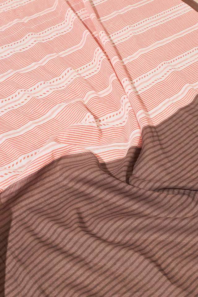 Light Orange Screen Printed Bengal Pure Mulmul Cotton Saree thumbnail image number null
