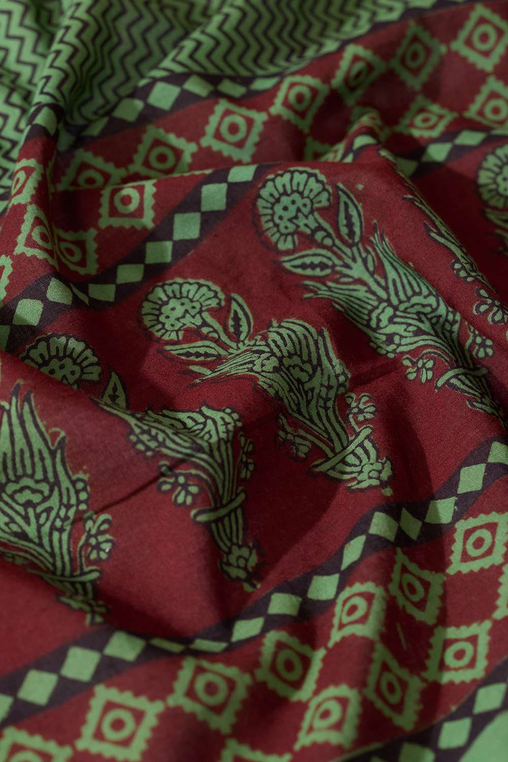 Green Bagh Block Printed Pure Cotton Saree image number null