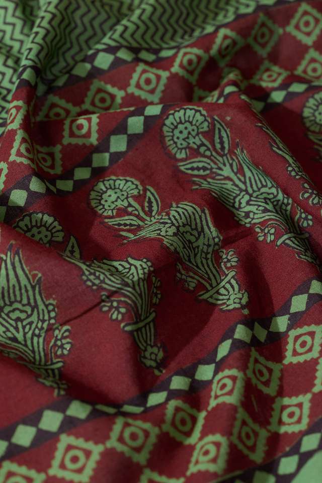 Green Bagh Block Printed Pure Cotton Saree thumbnail image number null