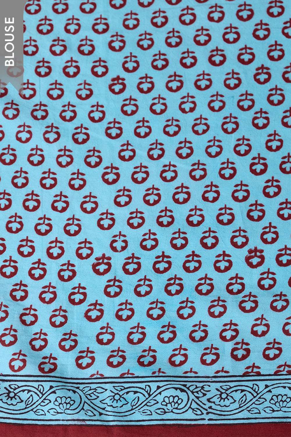 Blue Bagh Block Printed Pure Cotton Saree image number null