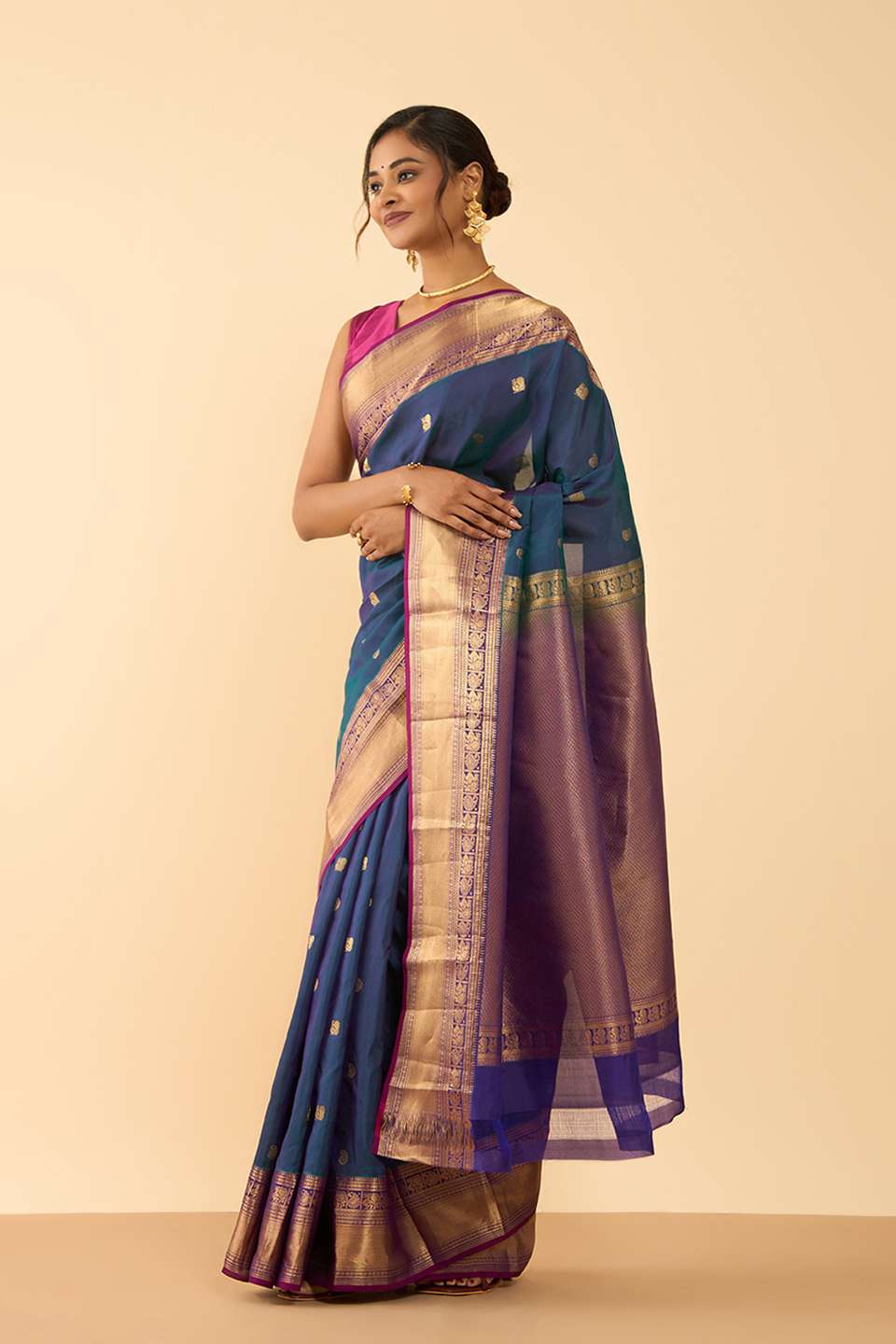 Blue Woven Silk Viscose Saree