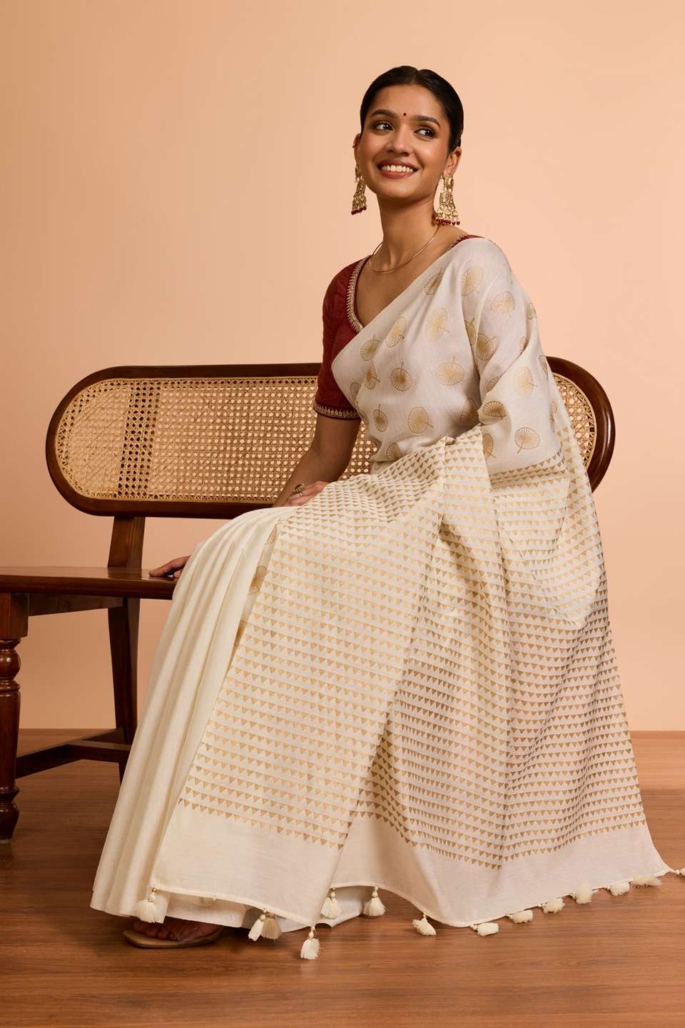 Off White  Screen Printed  Pure Silk Cotton Saree