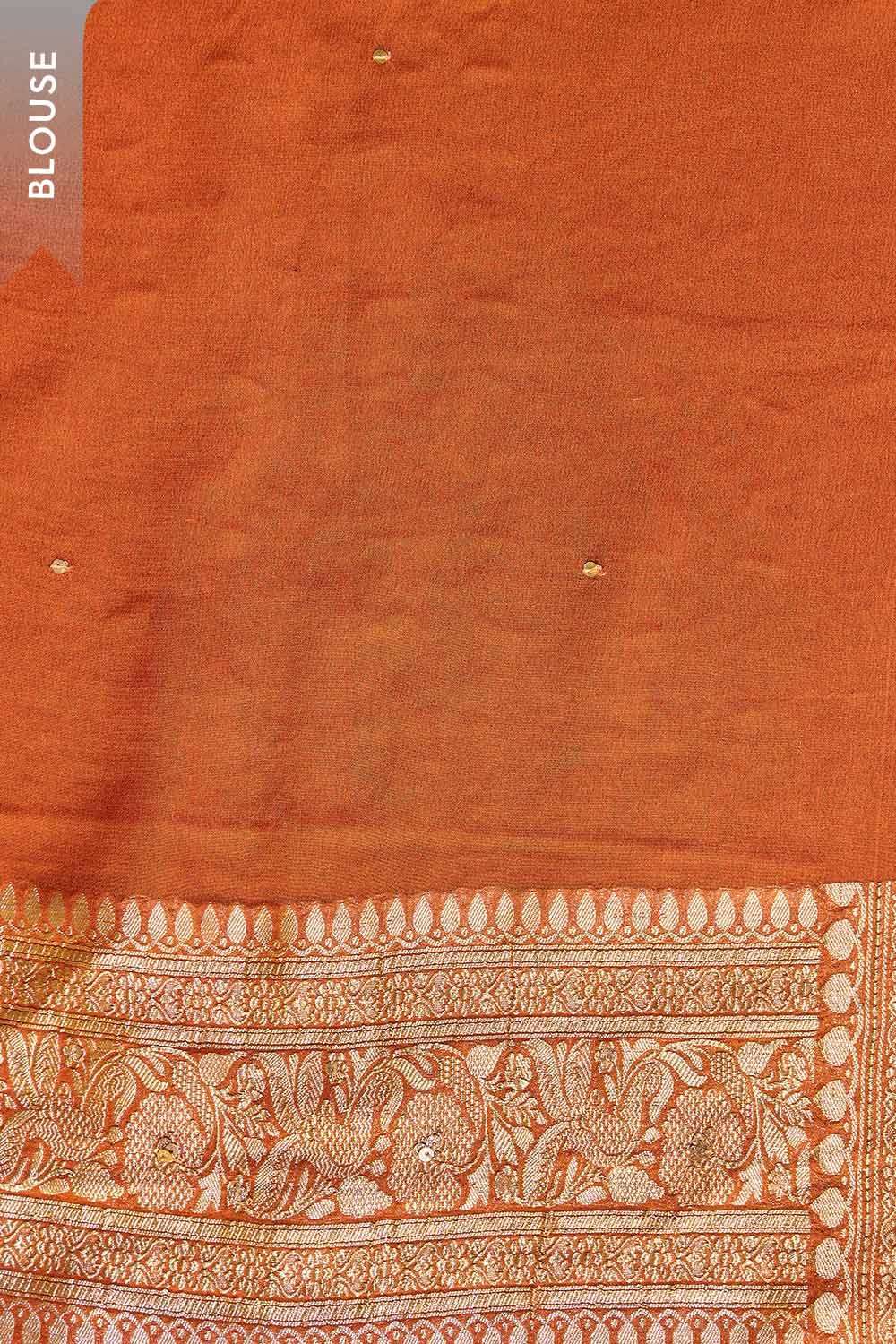 Orange Embroidered Pure Silk Georgette Saree image number null