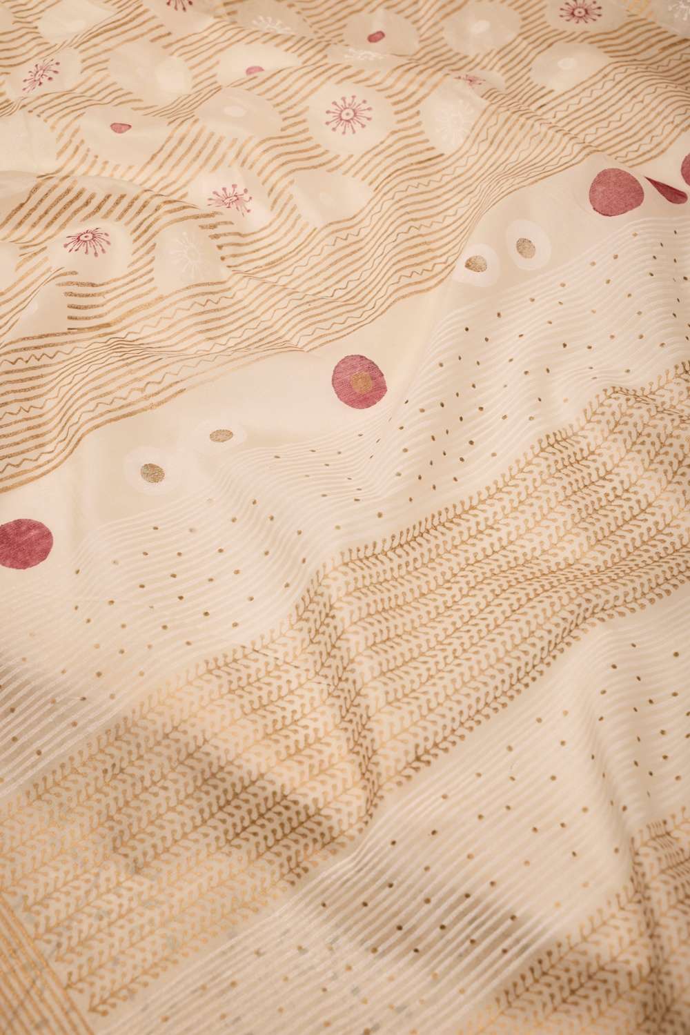 Off White Rajasthan Pure Silk Cotton Printed Sanganeri Saree image number null