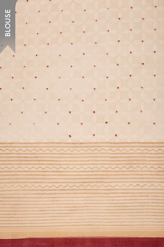 Off White Rajasthan Pure Silk Cotton Printed Sanganeri Saree thumbnail image number null