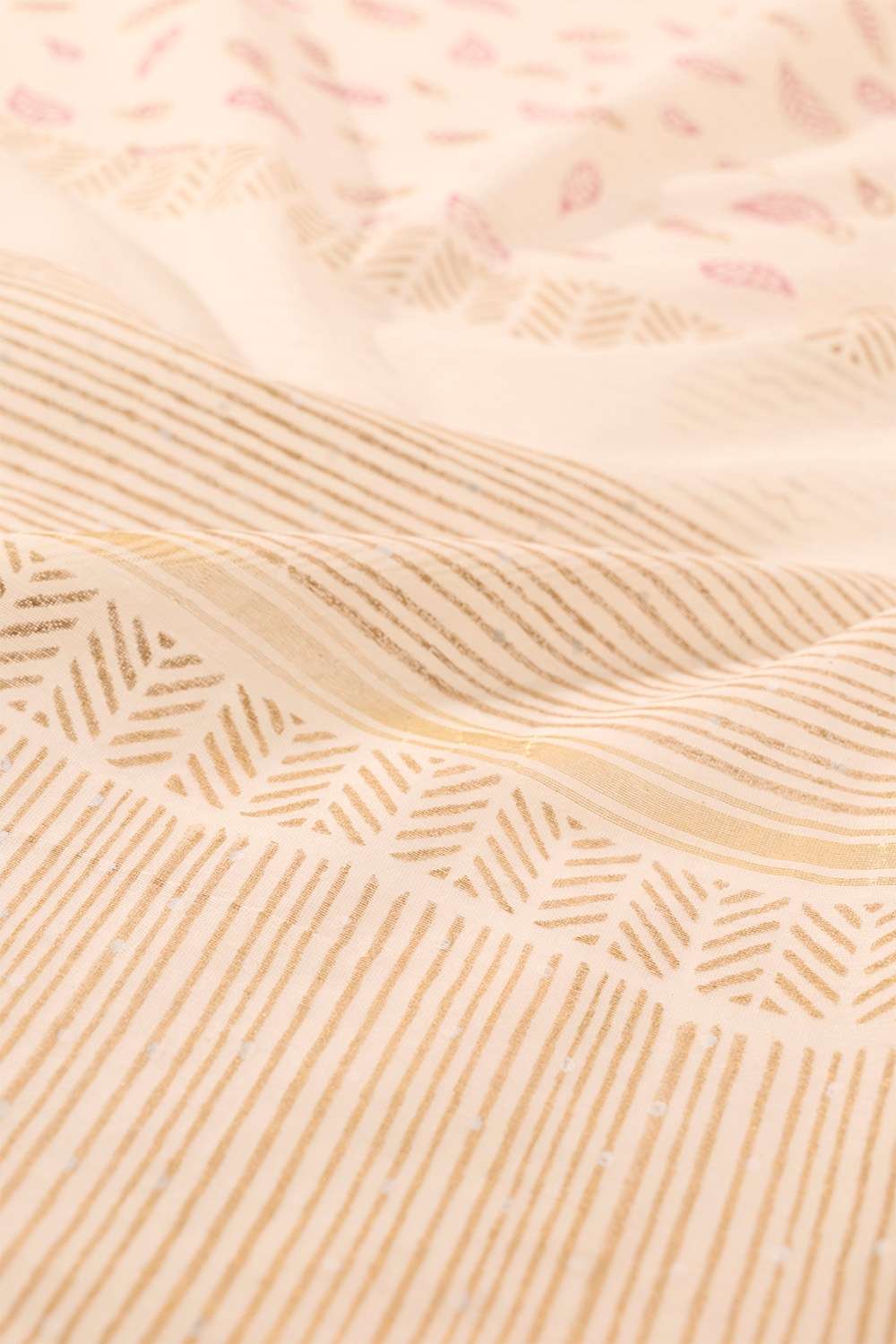 Off White Rajasthan Pure Silk Cotton Printed Sanganeri Saree image number null