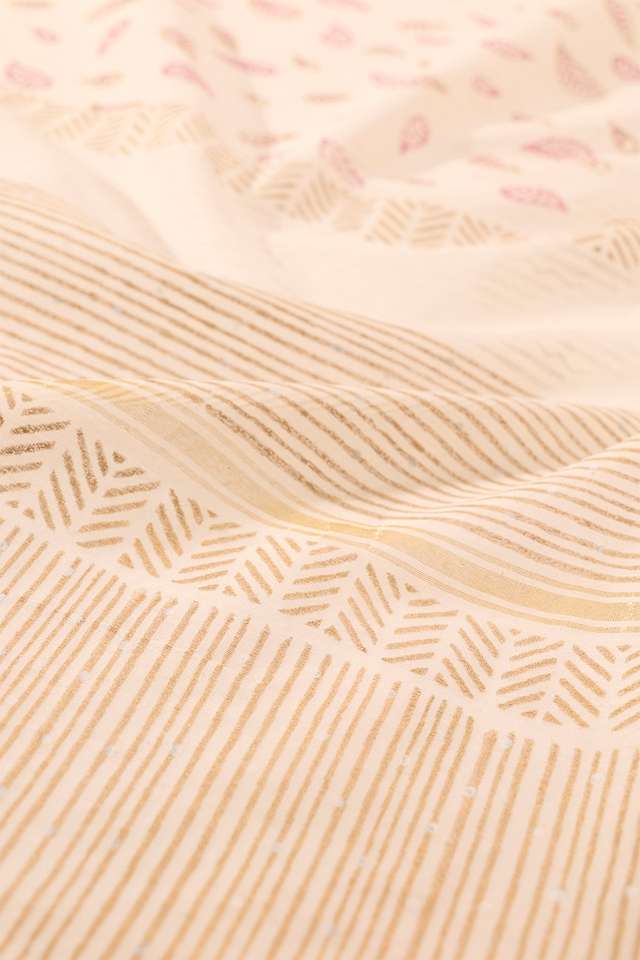 Off White Rajasthan Pure Silk Cotton Printed Sanganeri Saree thumbnail image number null