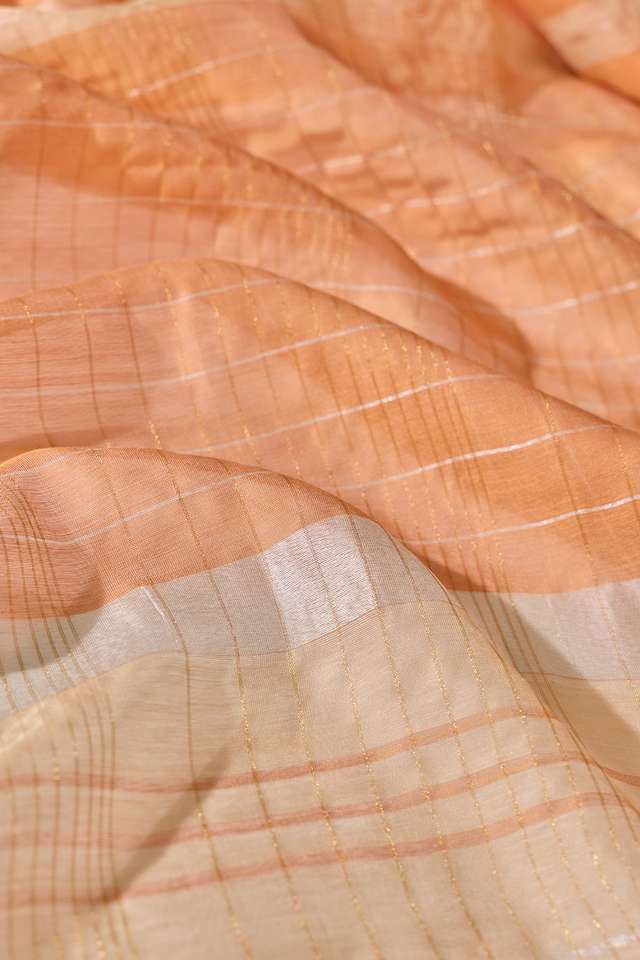 Light Orange Woven Silk Viscose Bhagalpur Saree thumbnail image number null