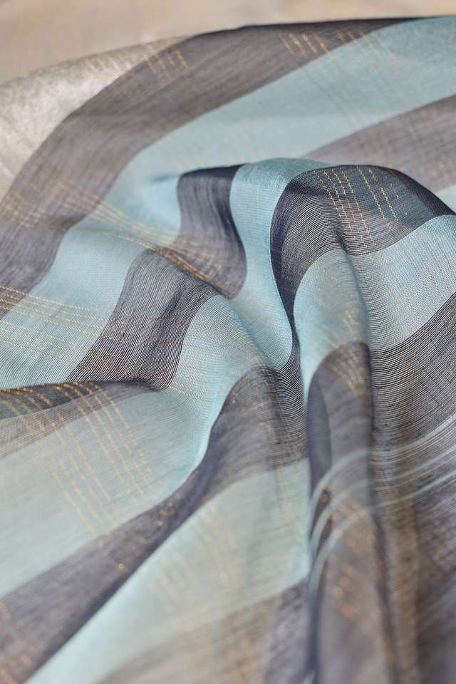 Light Blue Bhagalpur Woven Silk Viscose Saree thumbnail image number null