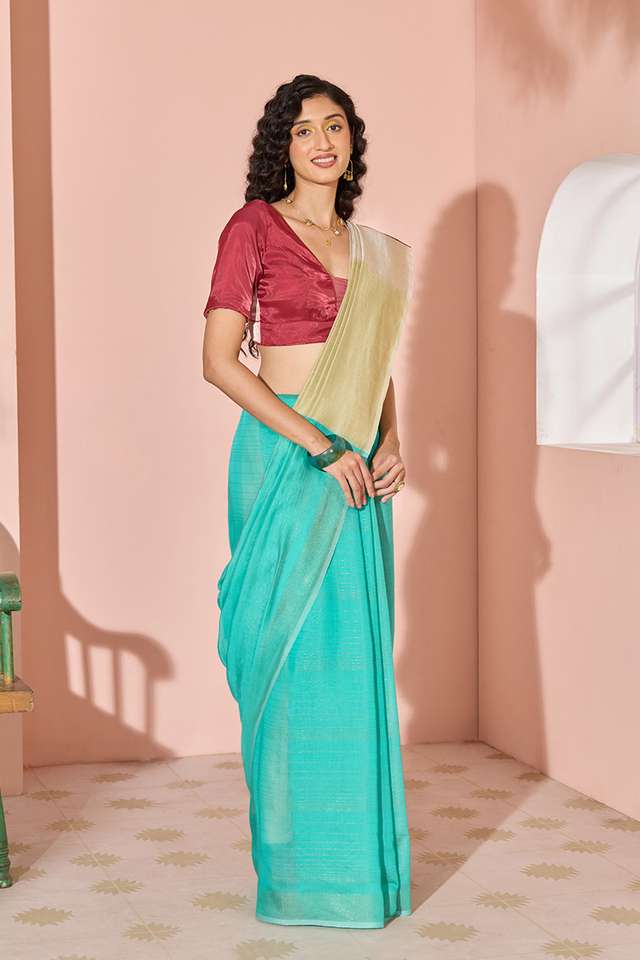 Light Green Woven Silk Viscose Bhagalpur Saree thumbnail image number null