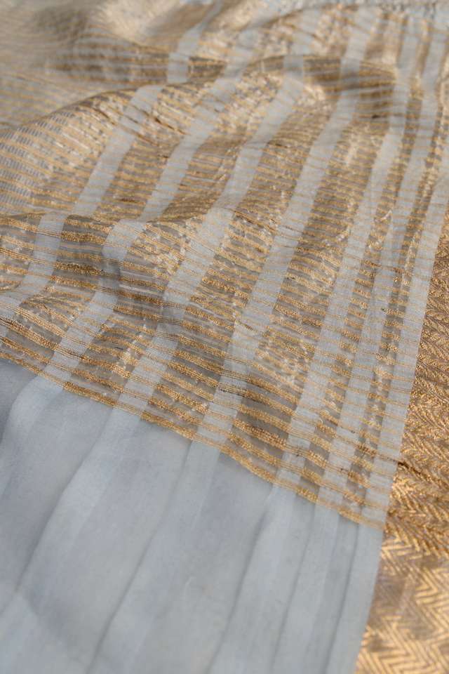 Grey Bhagalpur Woven Silk Tencel Saree thumbnail image number null