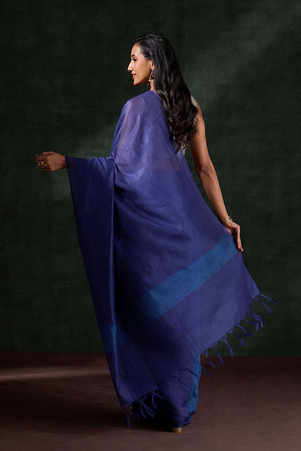 Dark Blue Bhagalpur Woven Silk Viscose Saree image number null