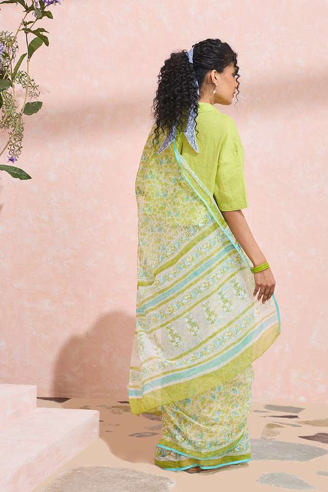 Light Green Rajasthan Printed Sanganeri Pure Cotton Kota Saree thumbnail image number null