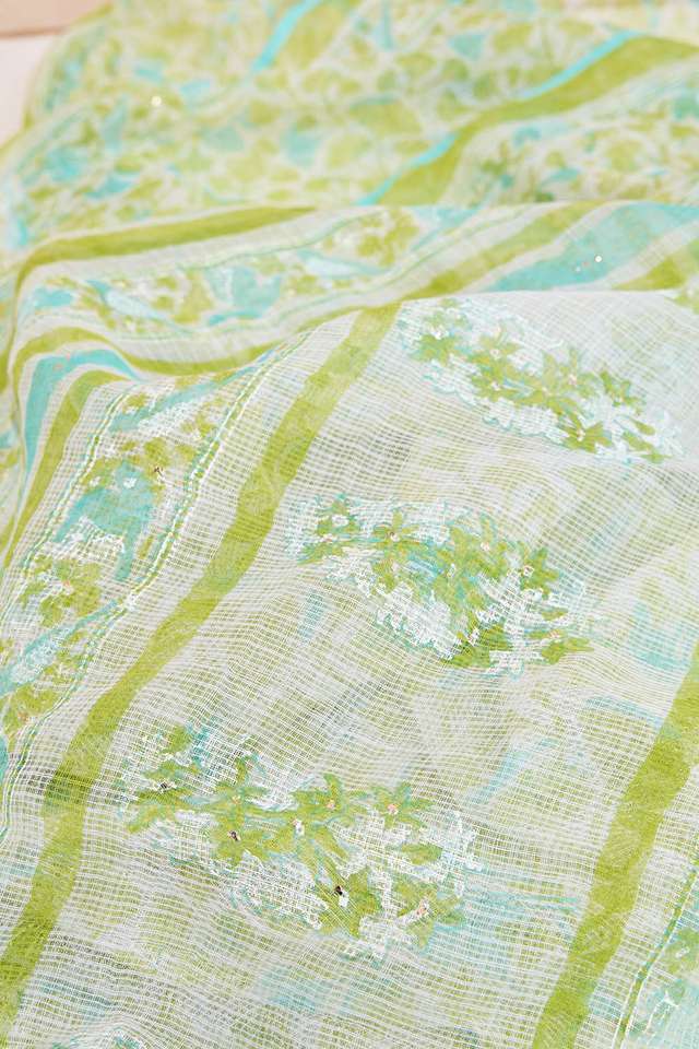 Light Green Rajasthan Printed Sanganeri Pure Cotton Kota Saree thumbnail image number null