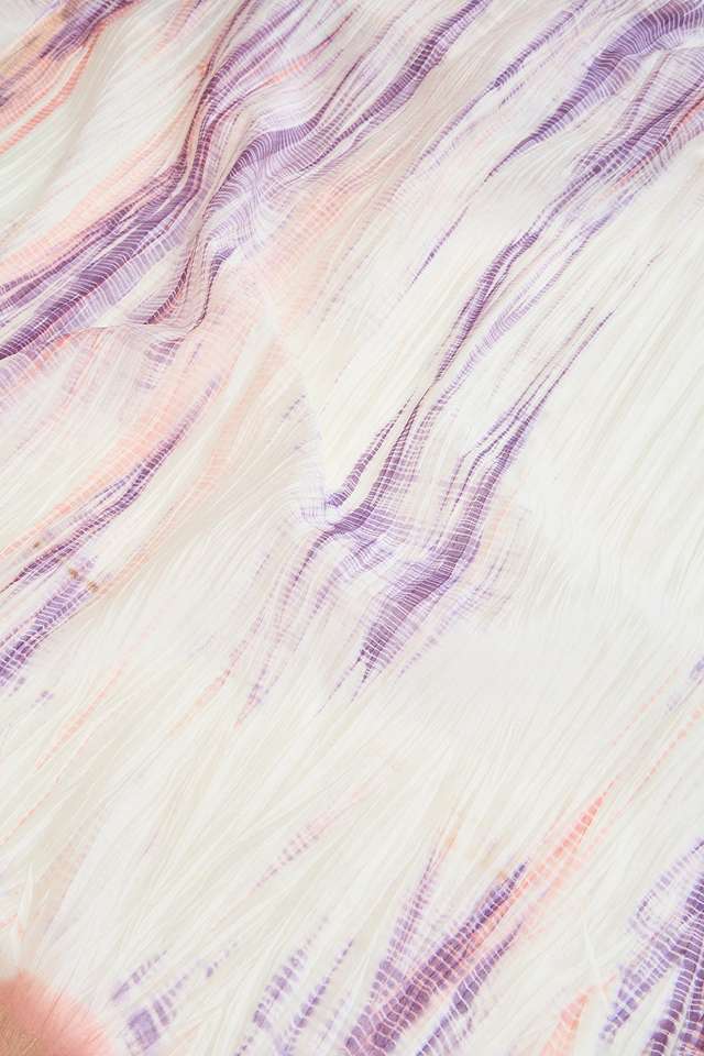 LiOff White Pure Silk Cotton Tie and Dye Saree thumbnail image number null