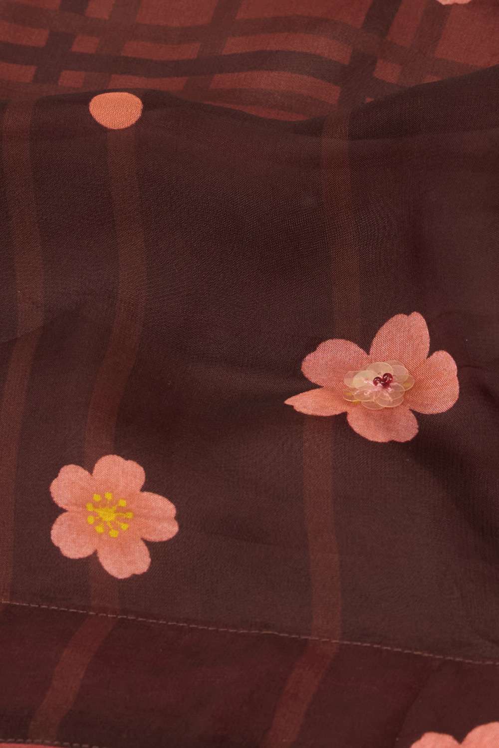 Brown Viscose Organza Embroidered Sequin Saree image number null