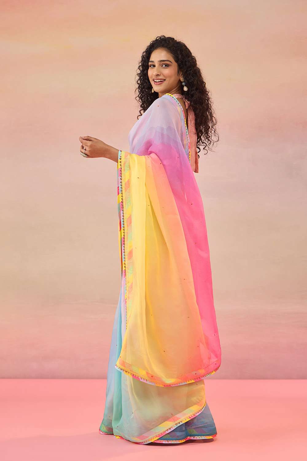 Multi Viscose Organza Embroidered Sequin Saree image number null